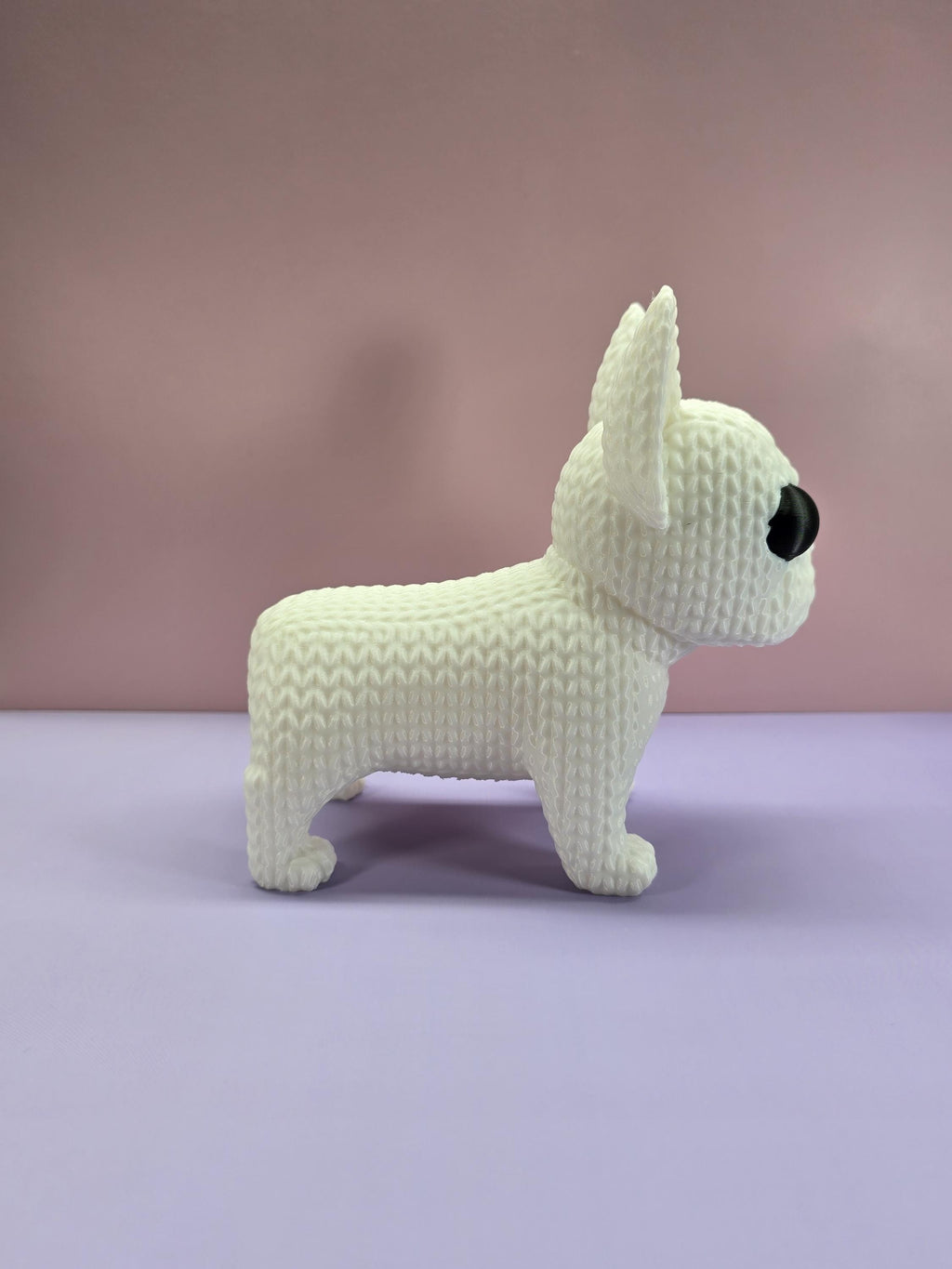 3d printed knitted French bulldog figurine 3 sizes available