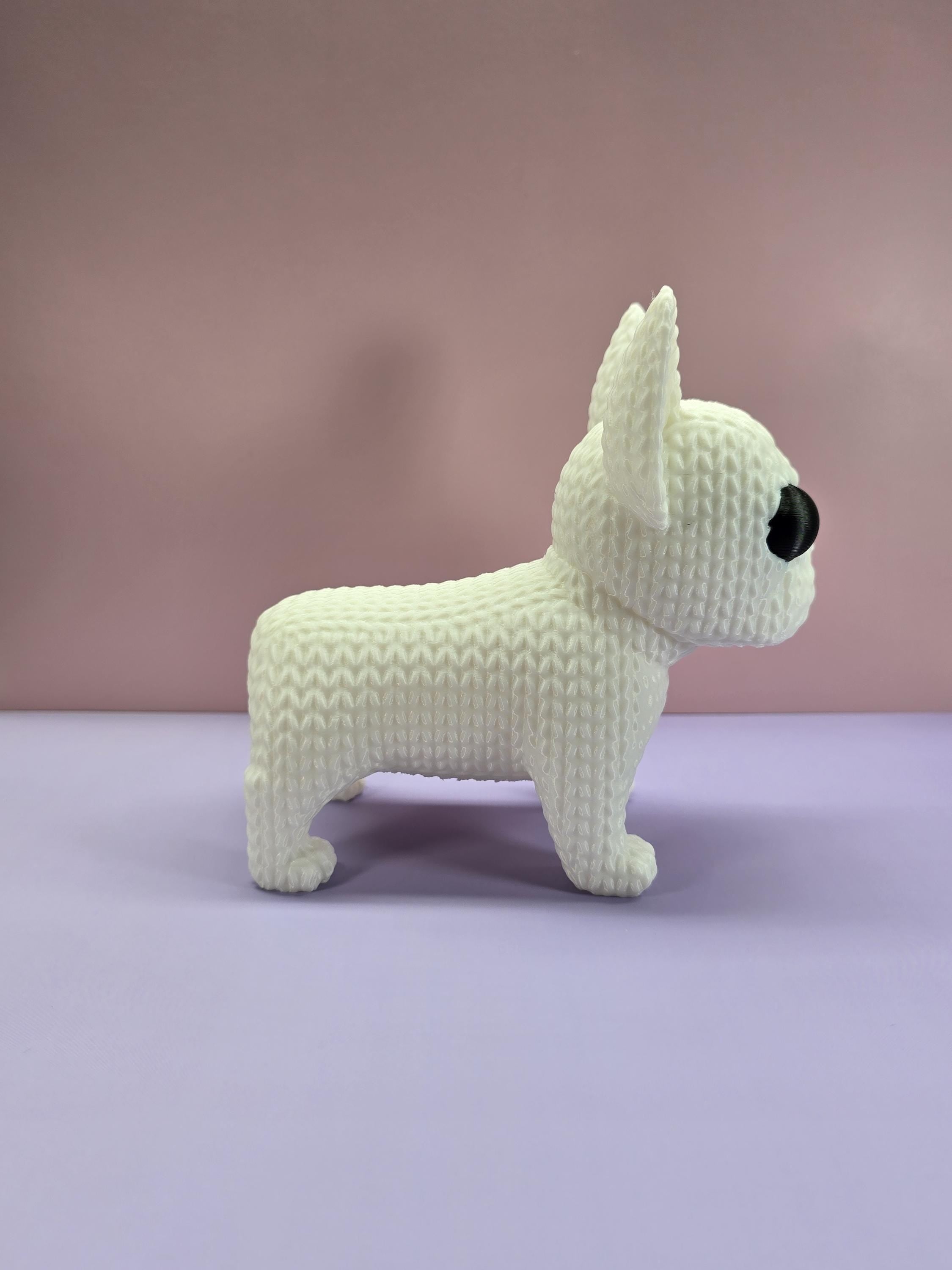 3d printed knitted French bulldog figurine 3 sizes available