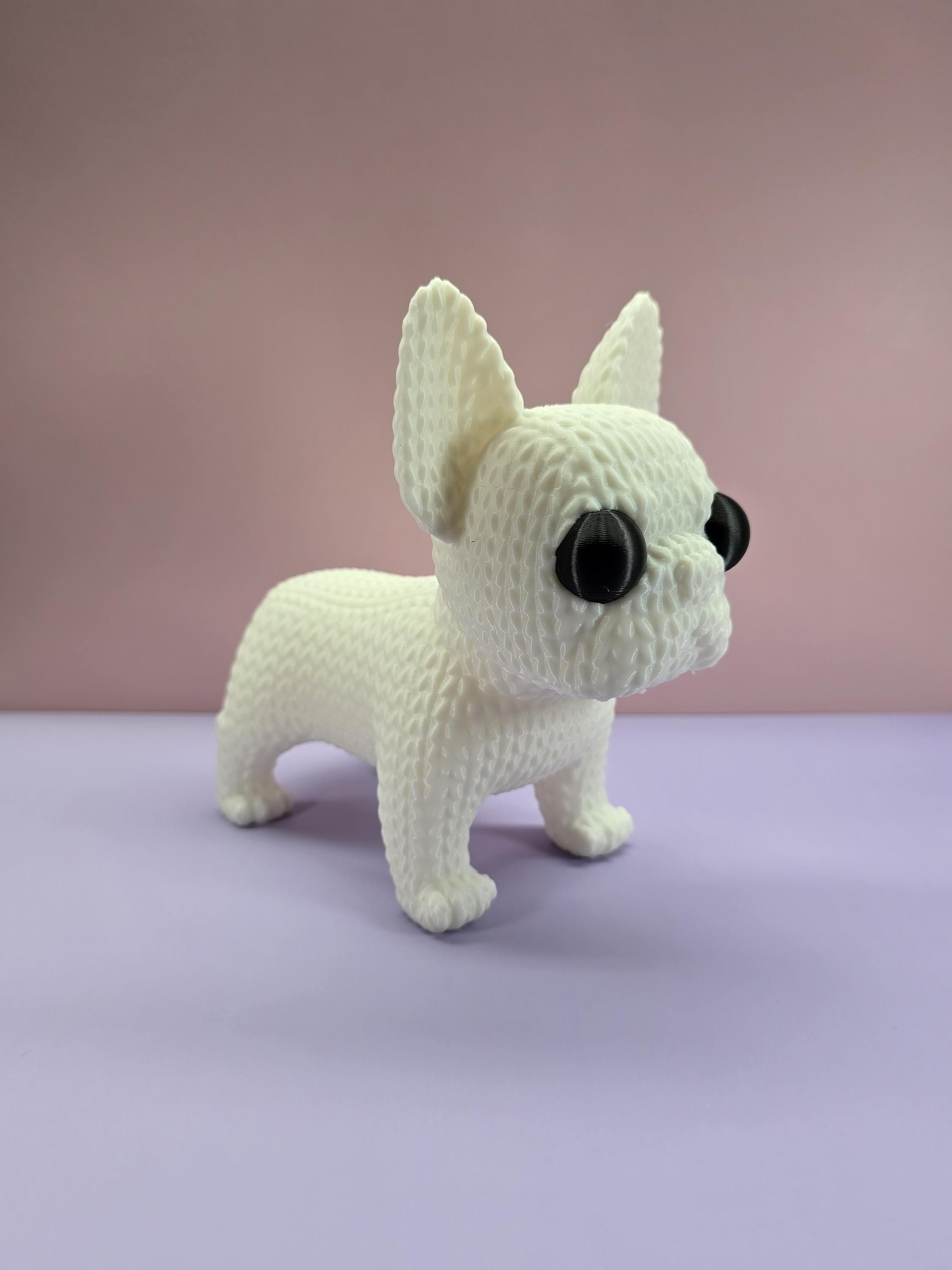 3d printed knitted French bulldog figurine 3 sizes available