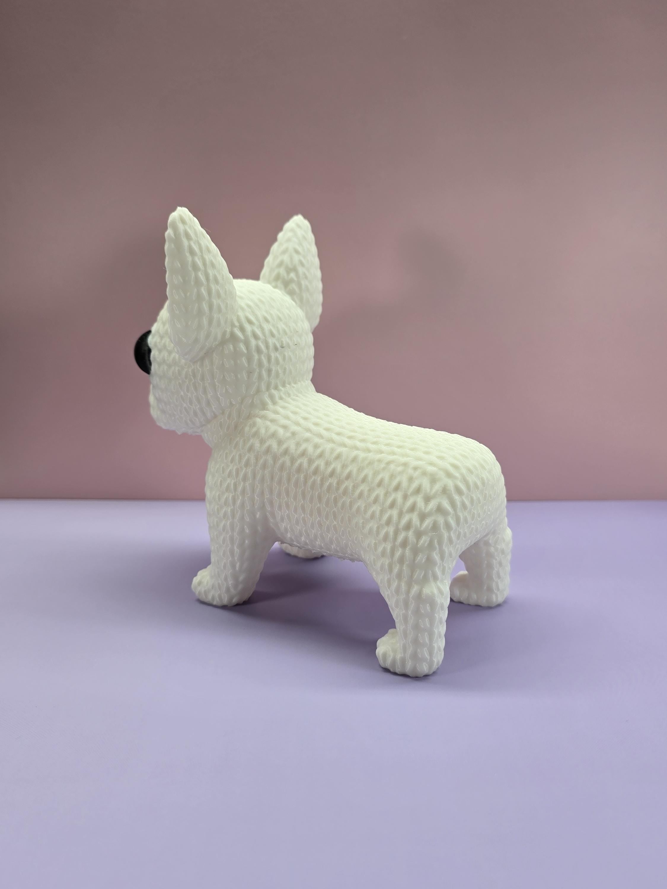 3d printed knitted French bulldog figurine 3 sizes available