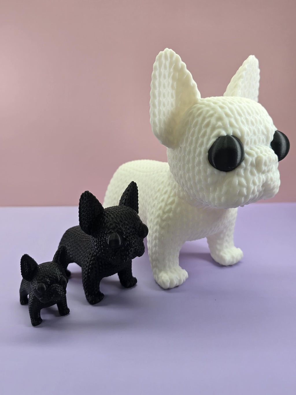 3d printed knitted French bulldog figurine 3 sizes available