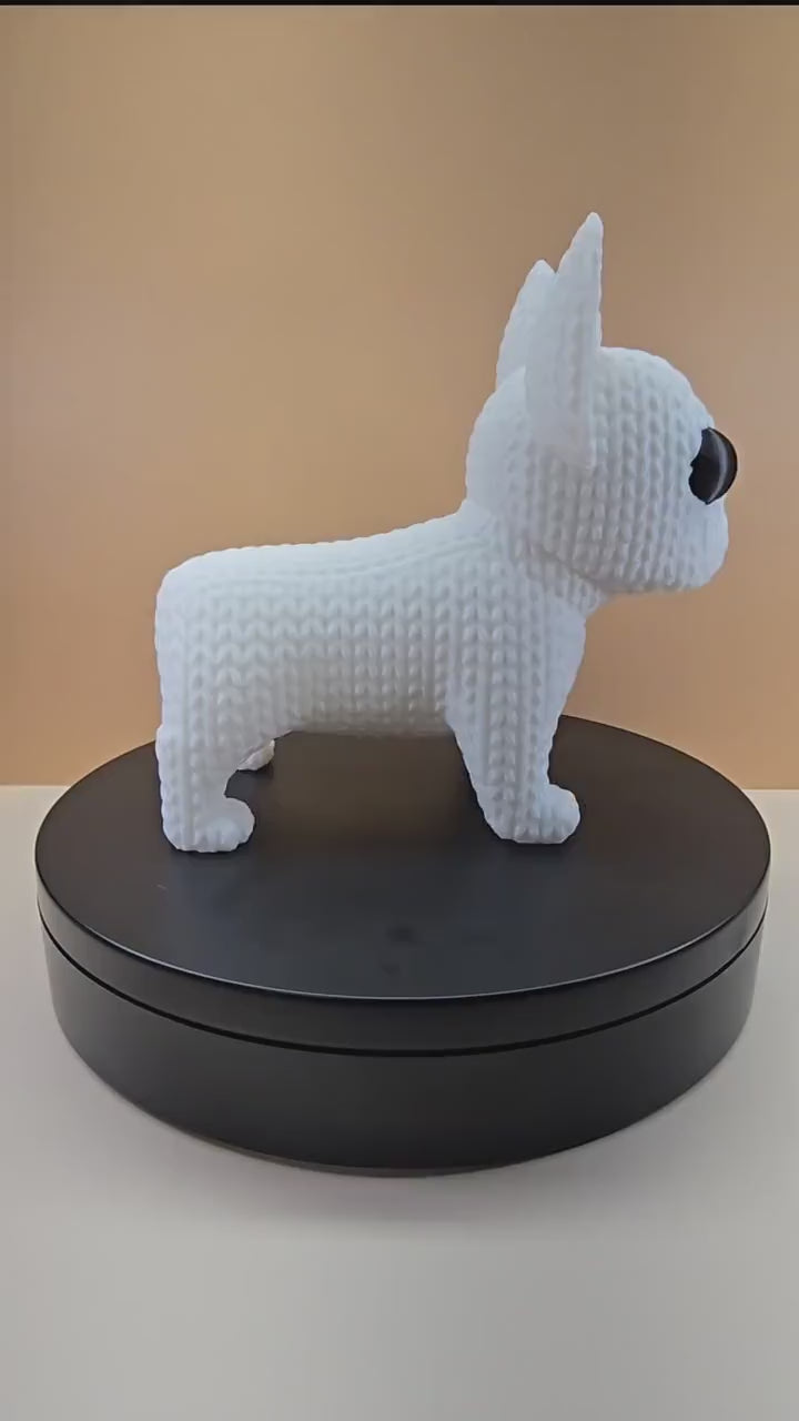 3d printed knitted French bulldog figurine 3 sizes available