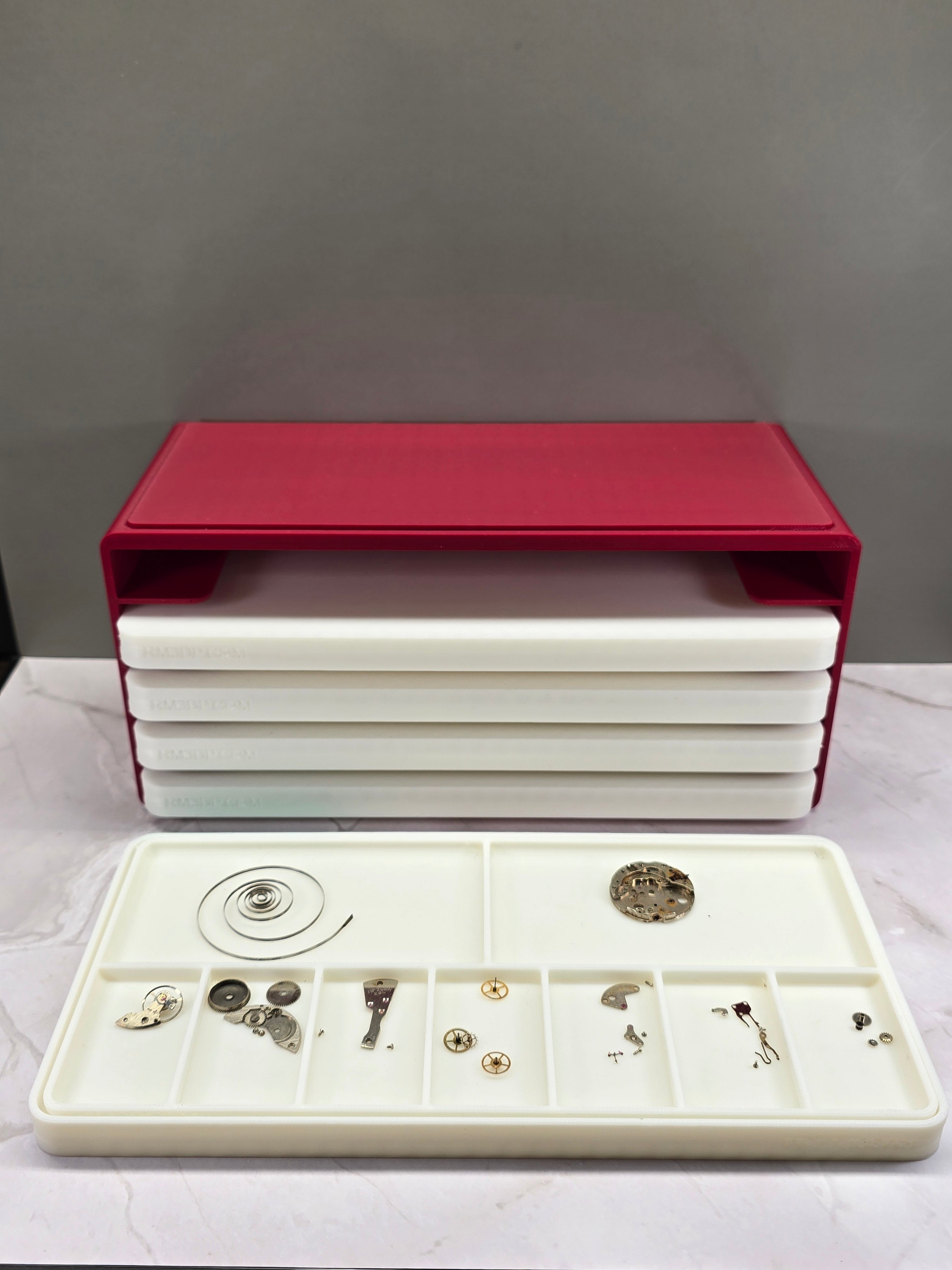 3D Printed Watch Parts Storage Cabinet, 5 Tray Organizer